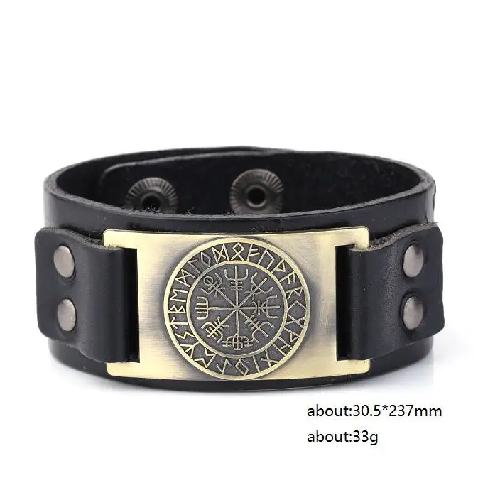 2 Teamer нордическая Руна Vegvisir подвеска Компас браслет Викинг браслеты из натуральной кожи мужские винтажные Античные Серебряные широкие плетеные браслеты - Окраска металла: 2