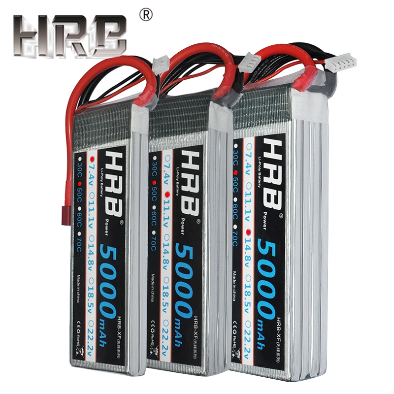 HRB 2S 3S 4S Lipo батарея 7,4 V 11,1 V 5000mah XT60 50C Deans EC5 TRX T 5S 6S 14,8 V 18,5 V 22,2 V RC запчасти для осевых самолетов автомобилей