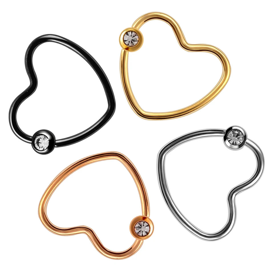 1 шт. модные кольца в форме сердца Daith, опал, драгоценный камень, хрящ, трагус, пирсинг носа, кольца-кольца, кольцо Daith, пирсинг, Сексуальные Ювелирные изделия