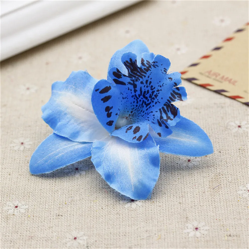 5pcs Silk Butterfly Orchid Artificial Flower Wedding decoration Head For Car Home Decoration Cymbidium Flowers Plants | Дом и сад