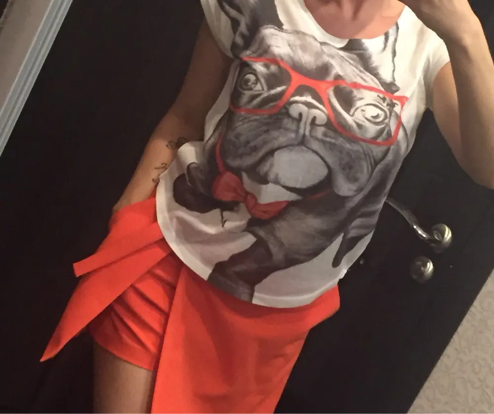 Женская летняя футболка с принтом в виде бульдога|top tees|tees girlcartoon top |