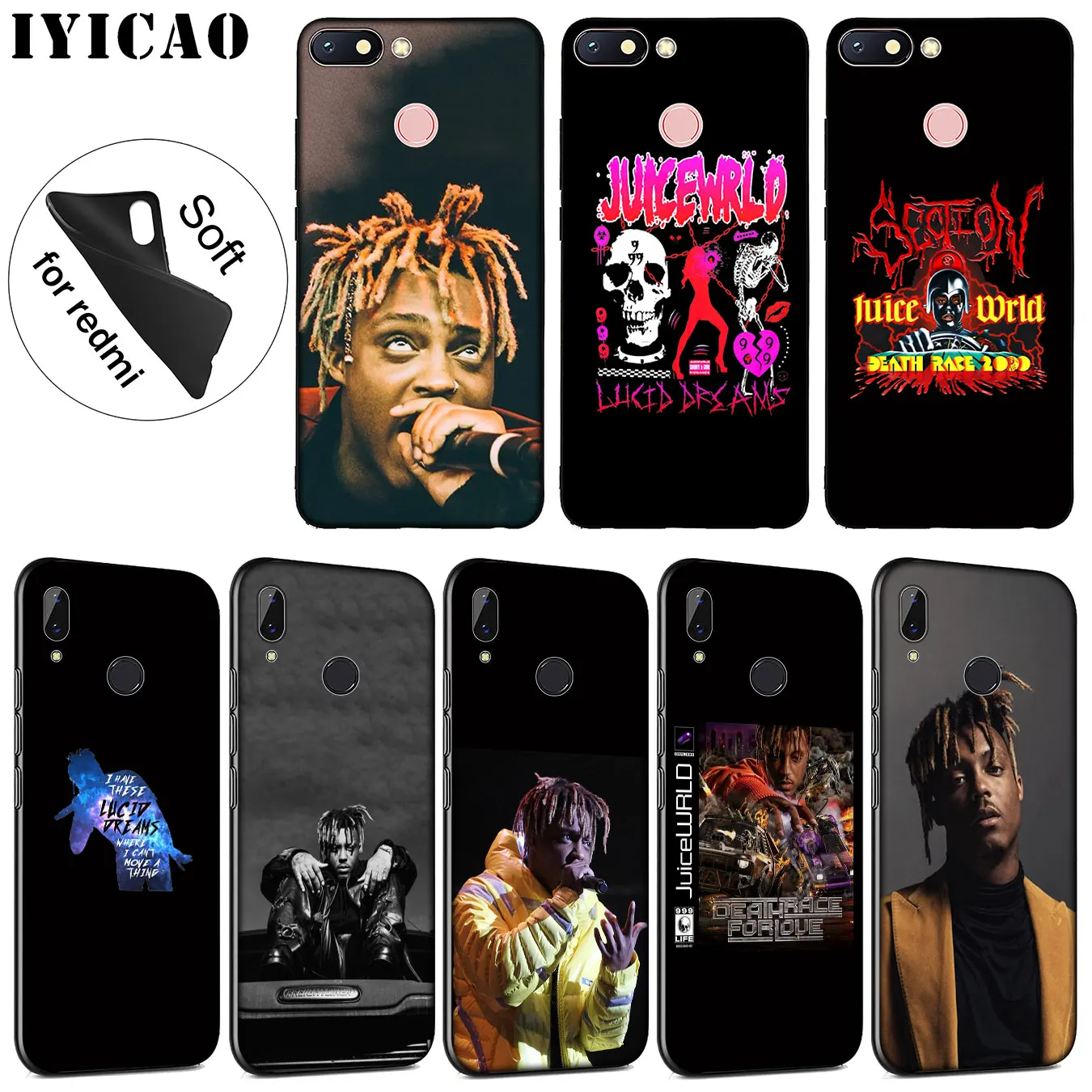 IYICAO Juice WRLD Death Race For Love Soft Silicone Case for Xiaomi Redmi K30 K20 8A 7A 6A 5A S2 GO Note 8 8T 7 5 6 Pro |