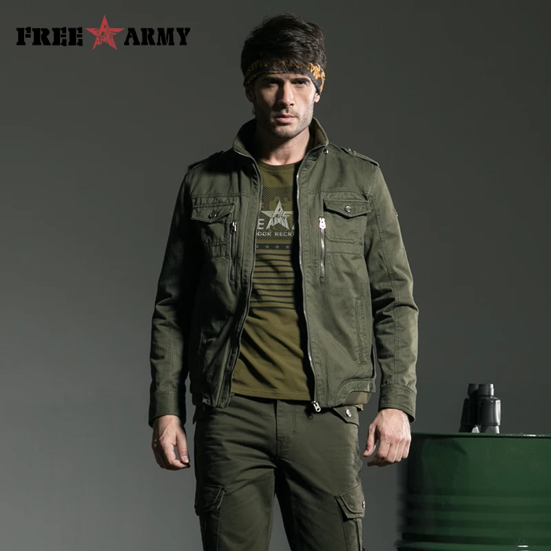 

Army Coat Military Jacket Men European Style Metal Zipper Mens Coat Military Jackets cotton Warm Autumn Plus size MS-6190A