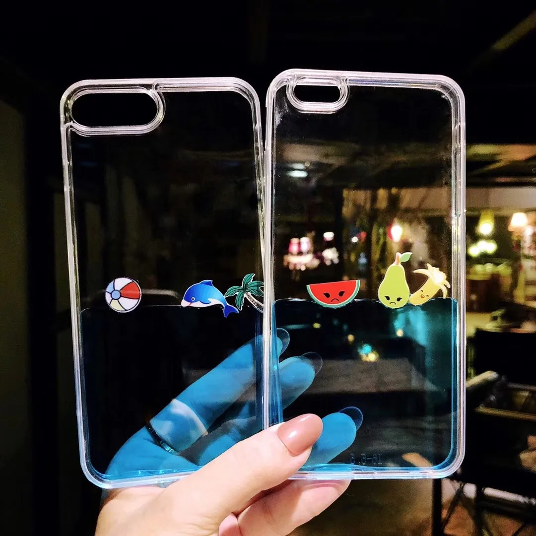 Для iphone X 8 7 6 6s плюс Фламинго чехол динамическая жидкая бухта для iphone 7 плюс синий океан fundas для iphone 10 clear moving