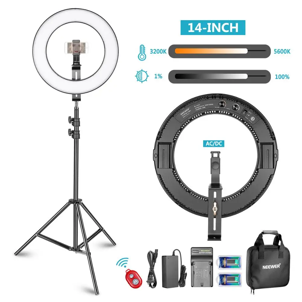 Neewer 14 дюймовый Dimmable bi цвет SMD СВЕТОДИОДНЫЙ кольцевой светильник ing комплект для