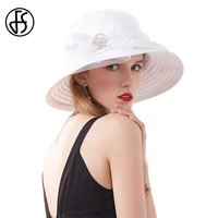 fs 2020 summer wedding fedoras for women white black floral formal facinato kentucky hats wide brim church hat derby femme