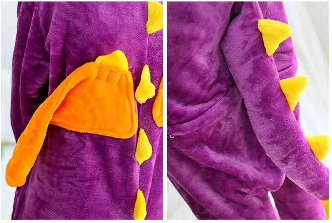 Мода взрослых пижамы Японии аниме Фиолетовый Spyro Дракон милые фланель животных