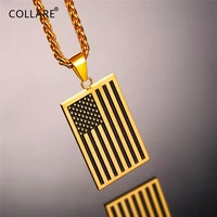 collare us flag pendant 316l stainless steel us sign gold color dog tag men jewelry american style necklace women p712