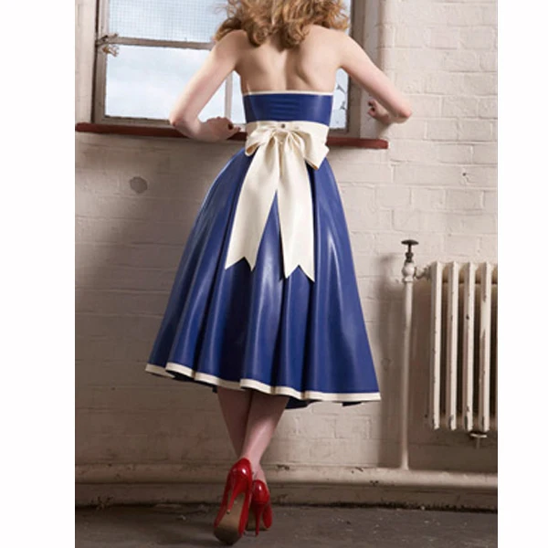 

Latex Long Dress Blue With White Latex Costumes Lovely Latex Clothes