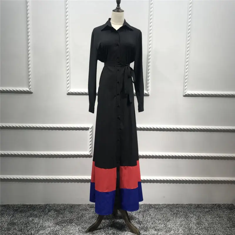 Женское элегантное платье с рюшами Abaya черное красное оборками длинные исламские