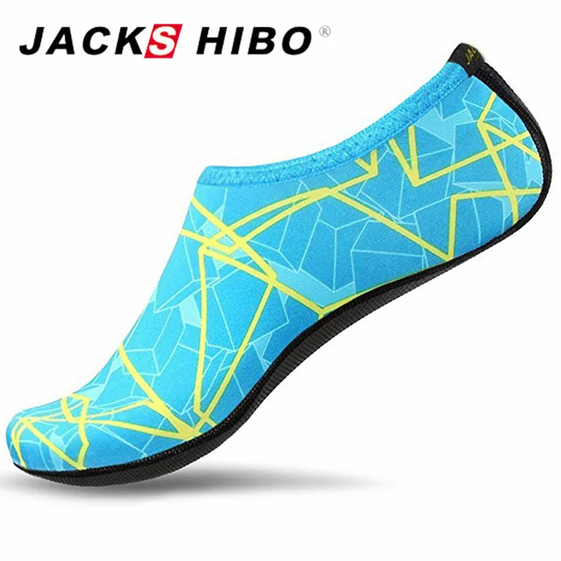 JACKSHIBO Summer Water Shoes for Women Big Plus Size Aqua Beach Shoes Woman Striped Colorful Sea Swimming Shoes zapatos de mujer