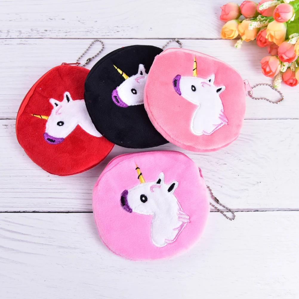 Красочный Единорог для девочек плюшевый Кошелек на молнии монет Kawaii Детский