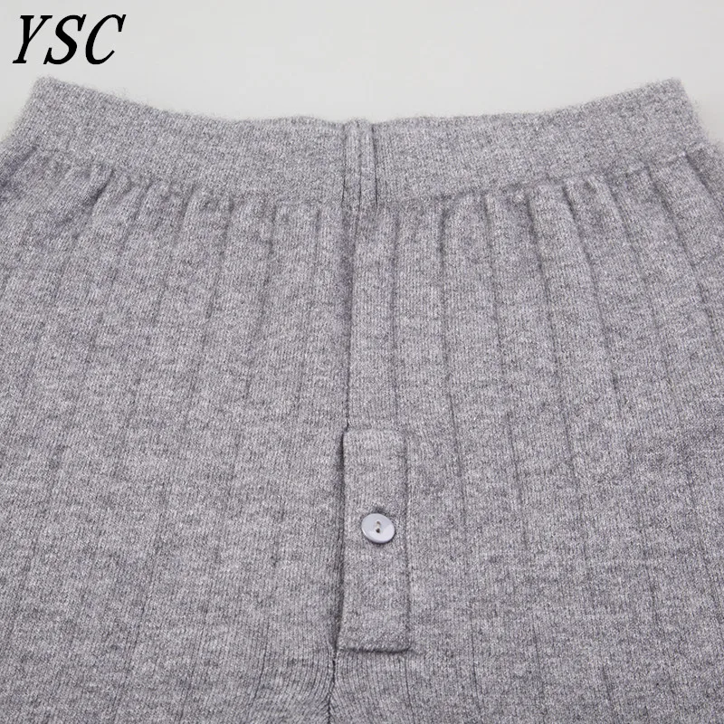 YUNSHUCLOSET новый стиль мужские кашемировые шерстяные теплые брюки трикотажные