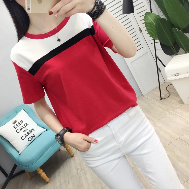Летняя футболка с коротким рукавом женские топы Camisas Mujer Футболка женская футболка с круглым вырезом свободная хлопковая футболка для женщин размера плюс