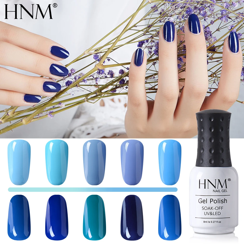 

HNM синий цвет серии Чистый гель для ногтей замочить УФ-гель для ногтей Гибридный лак Лаки отмачиваемый дизайн ногтей маникюр