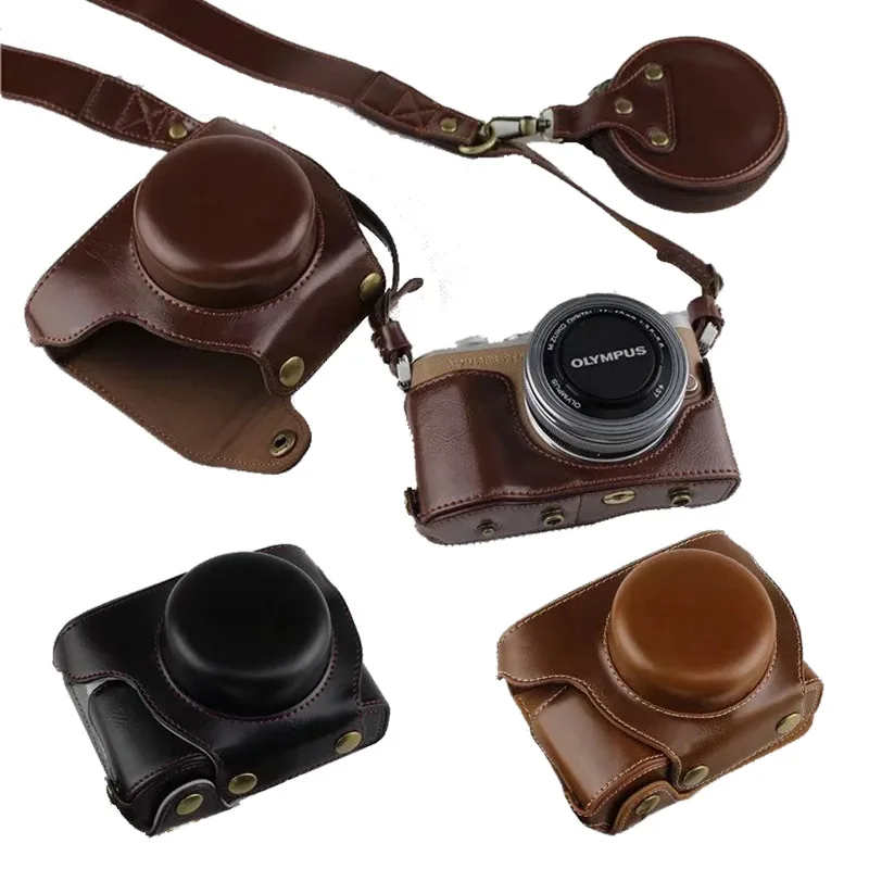 

New Luxury PU Leather Camera Case For Olympus EPL9 E-PL9 Digital Camera Bag Cover With Battery Opening