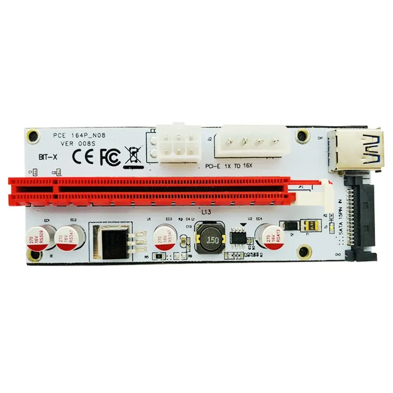 Расширитель PCIE 1X к 16X 100 шт. переходная карта PCI E SATA 15pin 6pin 4pin блок питания для