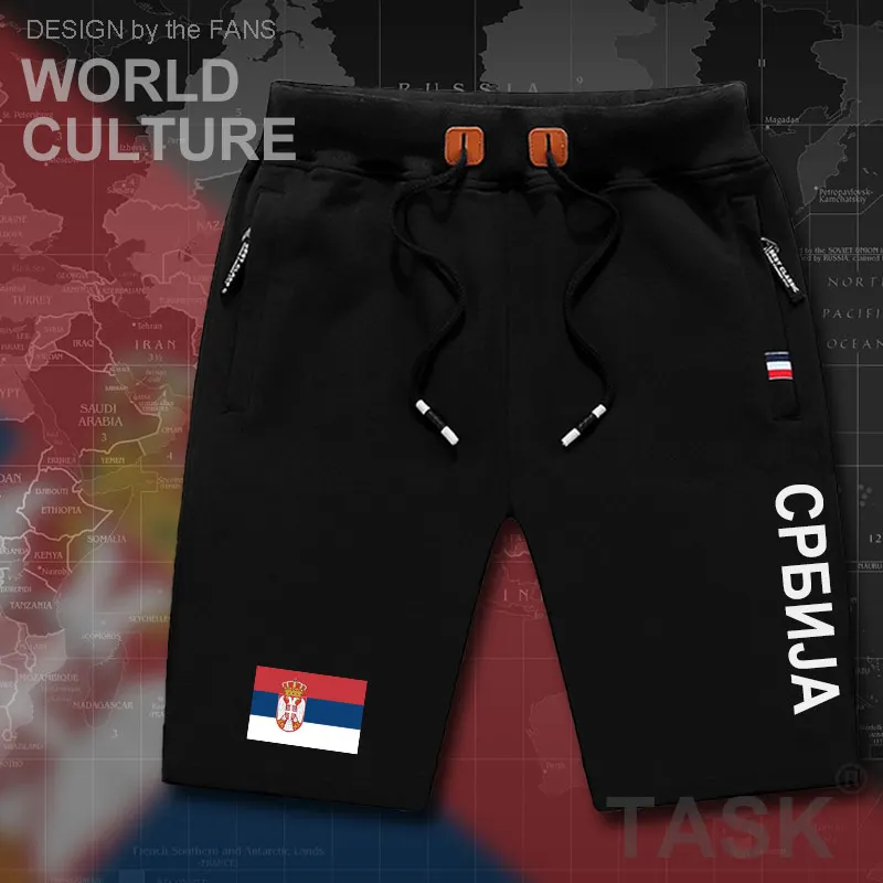 Сербские сербы Сербии мужские бордовые шорты тренировочные с флагом и карманом