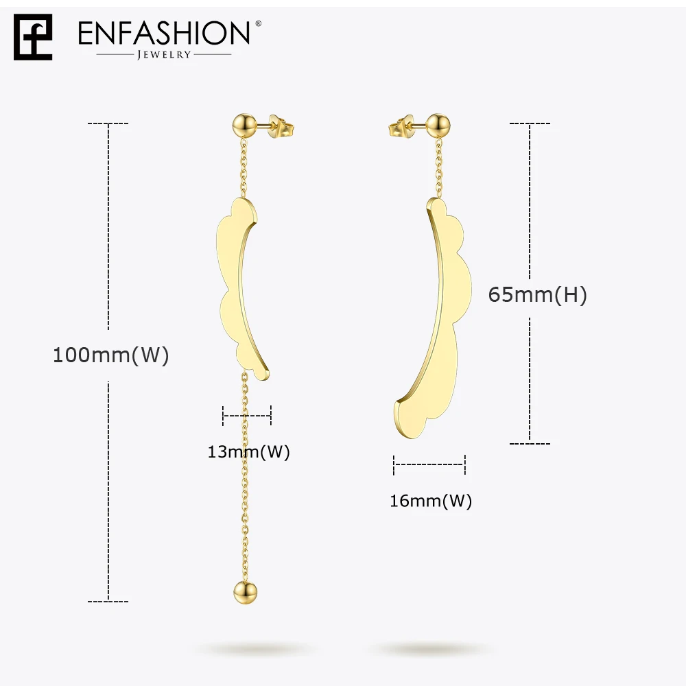 Enfashion асимметричные серьги для женщин, длинные серьги золотого цвета, асимметричные серьги, массивные серьги, модное ювелирное изделие EB181066