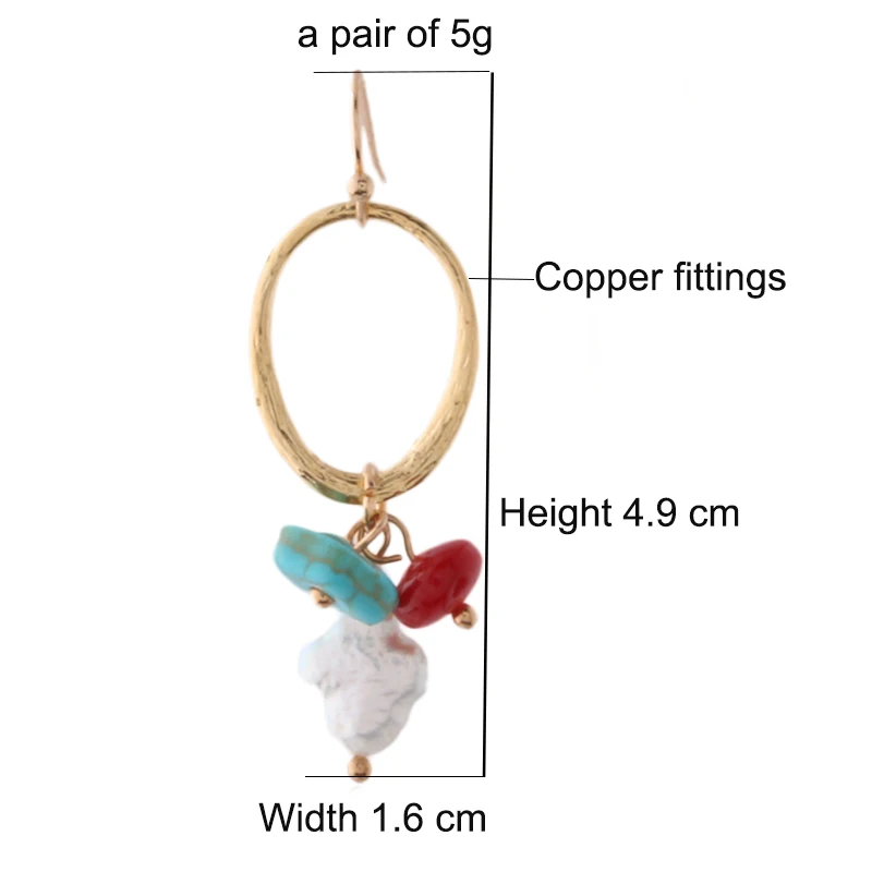 NeeFuWoFu Orecchini NEW Geometric Genuine Pearl Drop Earrings for Women Handmade Gold Hollow Freshwater Pearl Pendant Dangle Ear