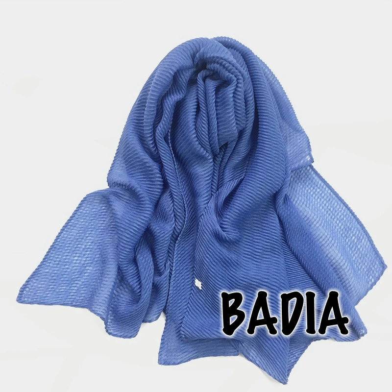 Женский модный однотонный хиджаб плиссированный длинный шарф из вискозы в