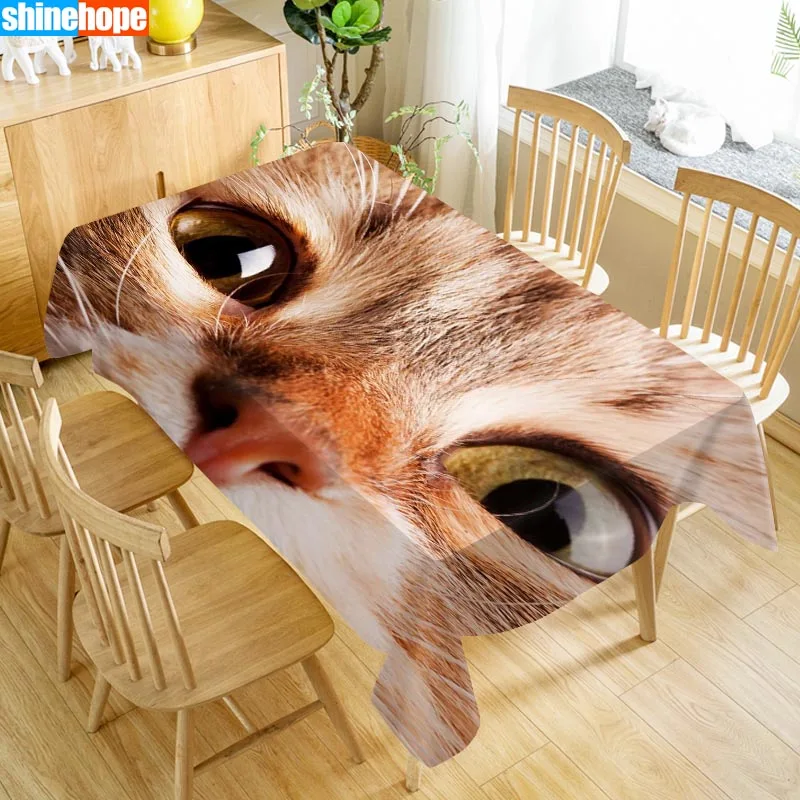 

Custom Lovely Cat Table Cloth Oxford Print Waterproof Oilproof Home Rectangular Party Table Cover 100X140cm/140X250cm