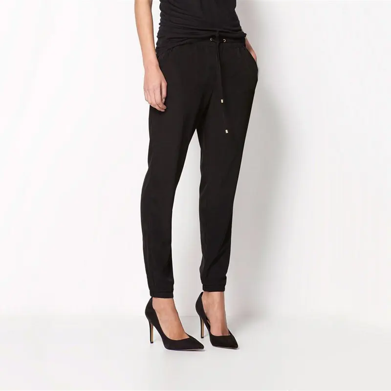 Модные Женские однотонные длинные штаны повседневные шаровары женские