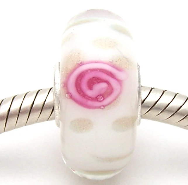 

PJG988 100% S925 Sterling Silver Beads Murano Glass beads Fit European Charms Bracelet charms diy jewelry Lampwork GlassBeads
