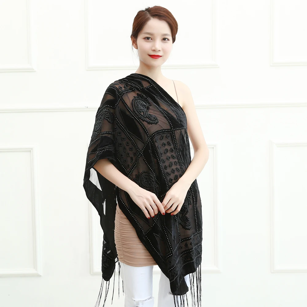 Женский бархатный шарф с геометрическим узором 10 цветов шаль для отдыха зимнее