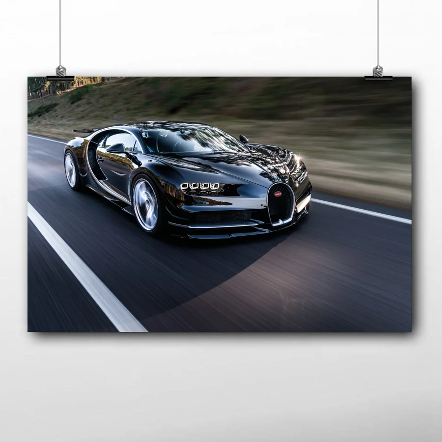 Супер автомобиль постер Bugatti Chiron Спорт Авто настенное искусство холст печать для