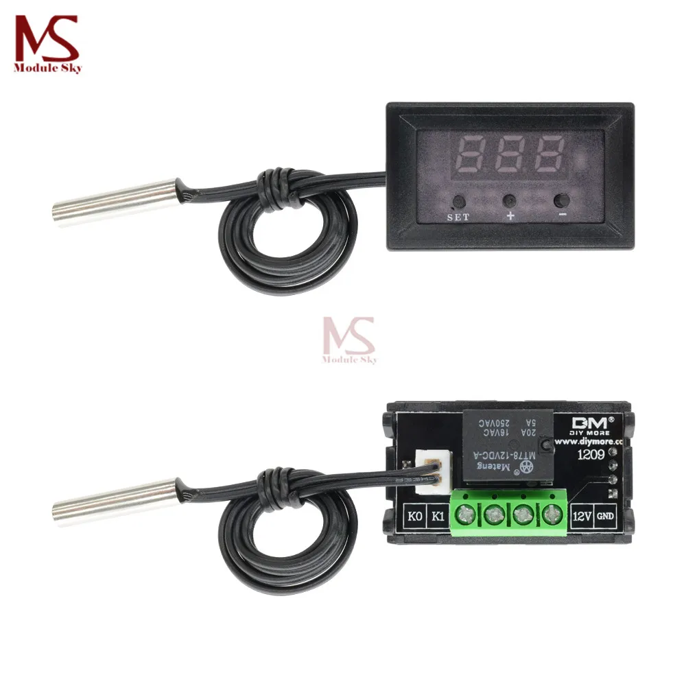 DM Mini W1209 Красный светодиодный цифровой термостат Температурное реле контрольная