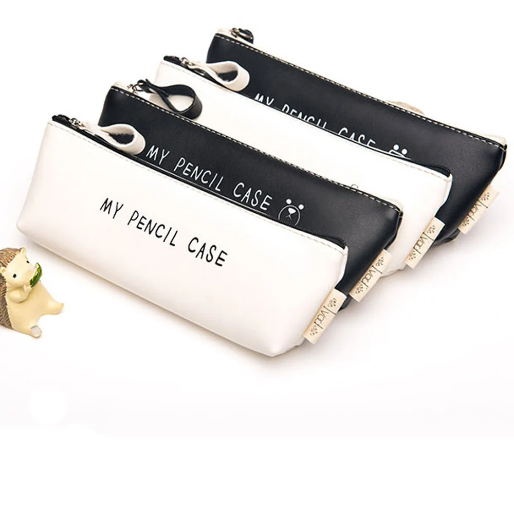 Сумка для хранения Черно белый чехол ручки с буквенным принтом PU