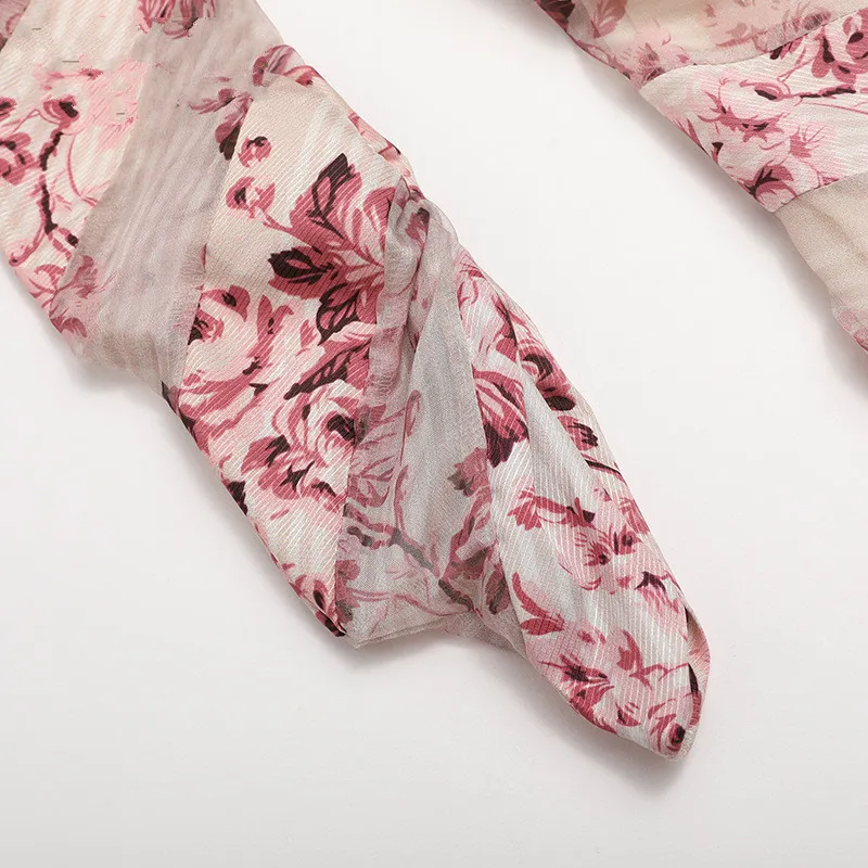 

Runway Collection Womens Vacation Dress Maxi Long Printed Bow Collar 2019 Summer Mesh Patchwork Dresses Female Irregular Vestido