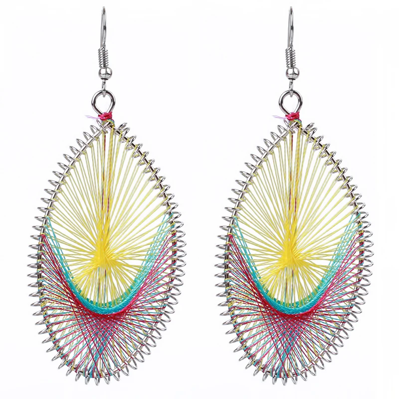 2019 Популярные Новые преувеличенные овальные шелковые серьги ручной работы