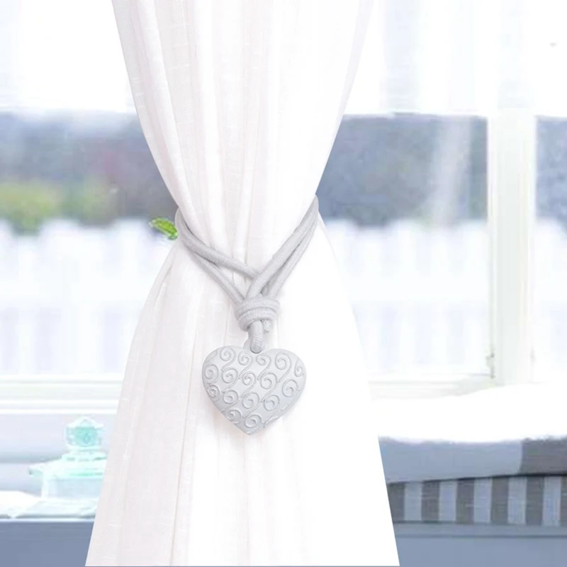 1Pcs Resin Heart Curtains Tie Back Holder Cotton Curtains Buckle Clips With Auspicious Clouds Home Curtain Strap Decoration