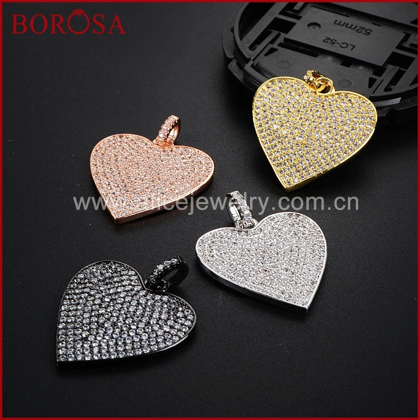 Кулон BOROSA с кубическим цирконием микро-ПАВЕ друза кулон сердце любовь cz кристалл