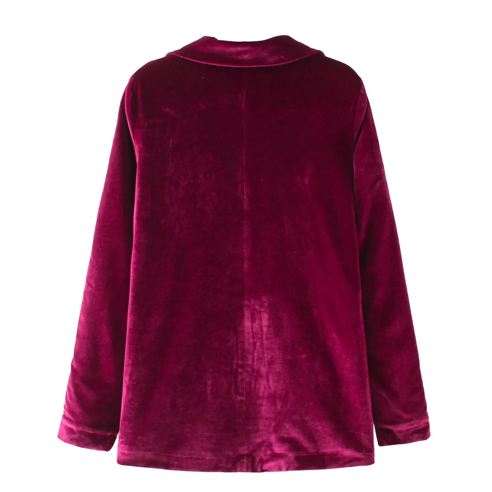 

Bella Philosophy 2019 Winter Velvet Blazer Coat Women Suit Blazer Ladies Outwears Black Army Green Winered