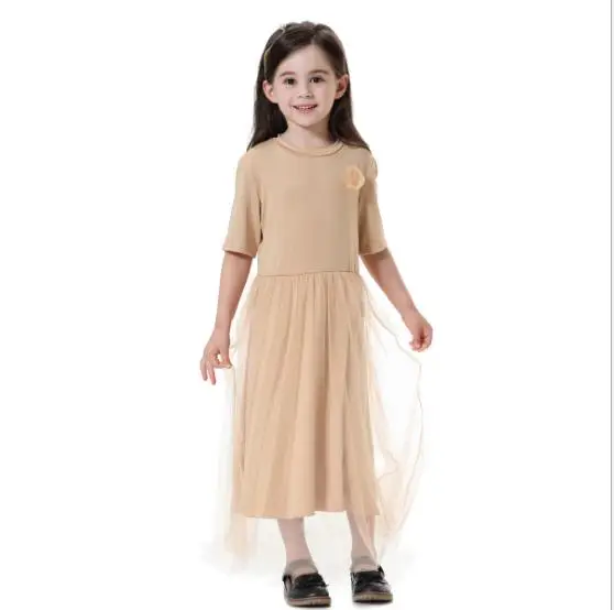 2019 Muslim Children's Dress Black Abaya with Hijab Bowknot Djellaba Dubai Robe Traditional Clothing Kids LJ908 | Мать и ребенок