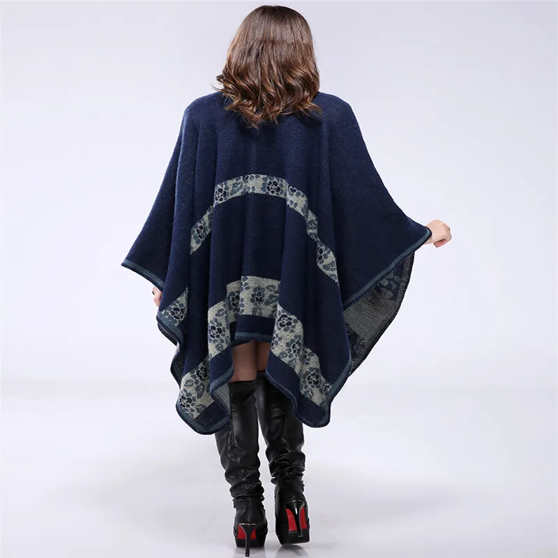 130*150 winter Thicken floral Cashmere Poncho shawl Women fashion Warm Ponchos And Capes coat female both sides Blanket scarf | Аксессуары