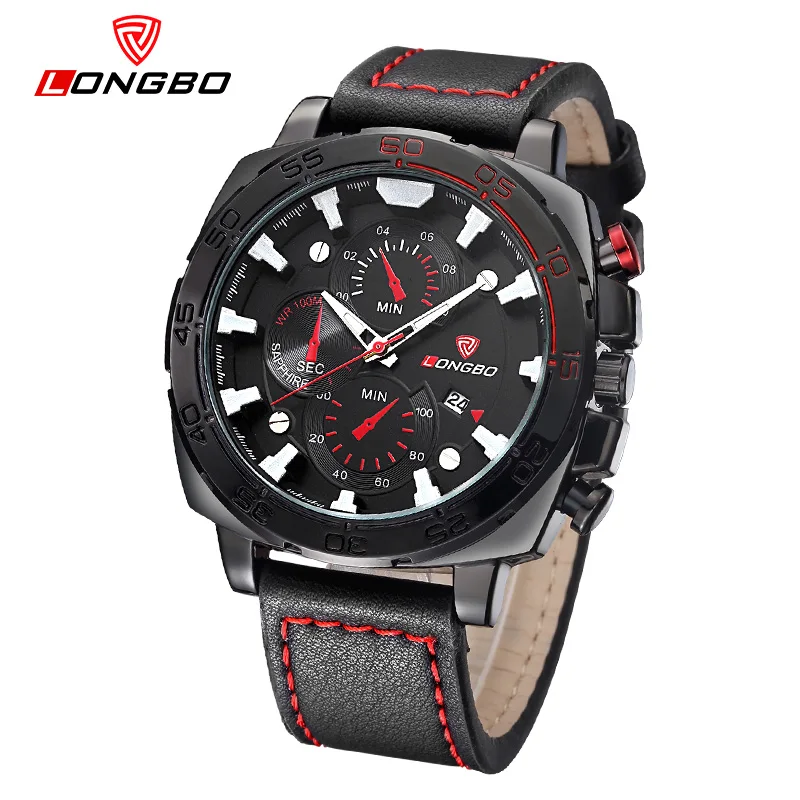 Новые спортивные мужские часы с большим циферблатом и кожаным ремешком военные