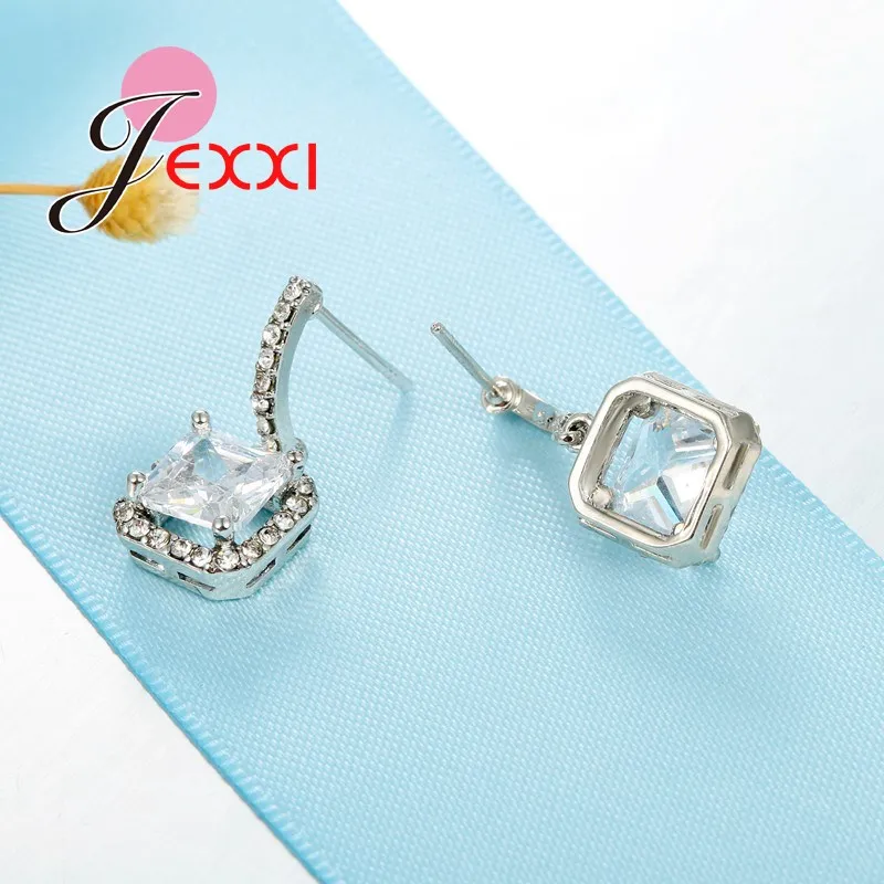 

New Arrival Fashion 925 Sterling Silver Austrian Crystal Pendant Earring Wholesale White Crystal Zircon Earrings
