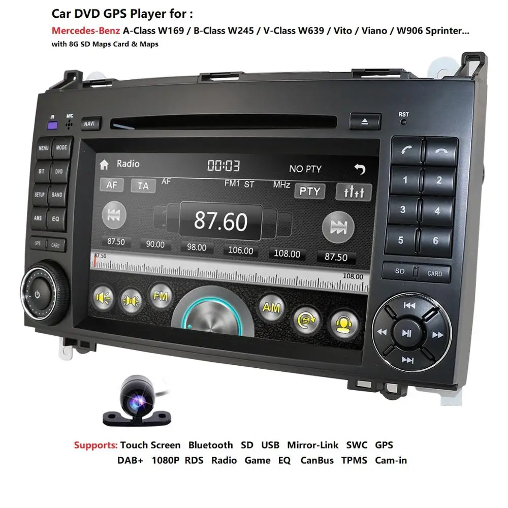 2Din Авторадио автомобильный DVD палер для Mercedes Benz Sprinter B200 W209 W169 W169 B-klasse W245 B170 Vito W639 gps навигация SWC BT