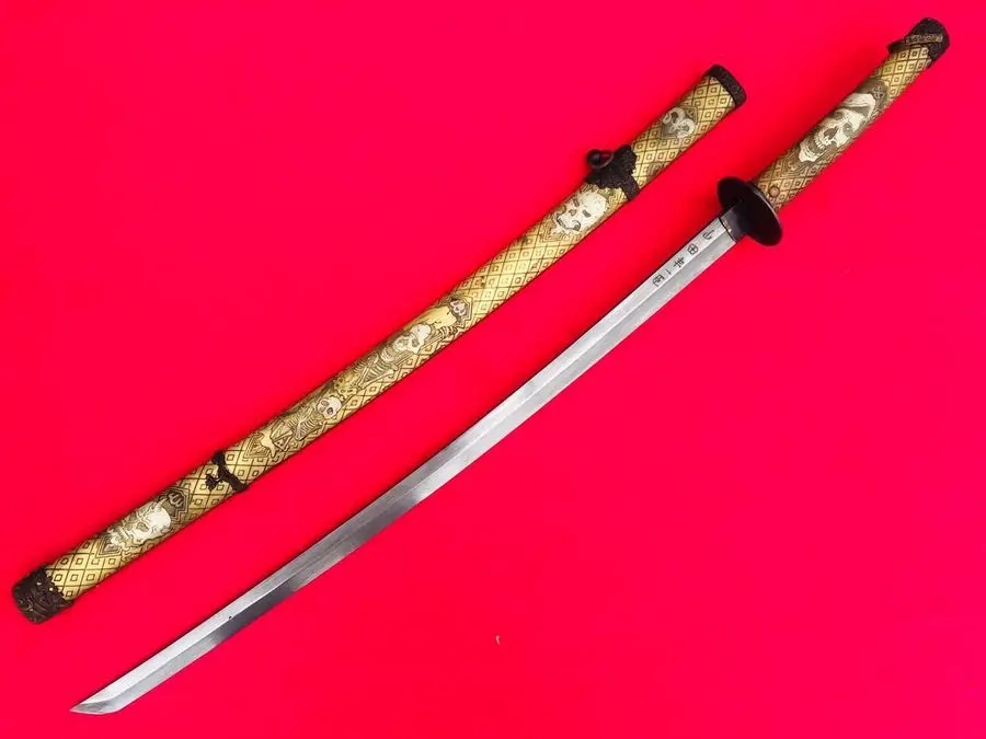 Ручная работа японская Подпись сложенный HRC60 сталь самурайский меч катана латунь