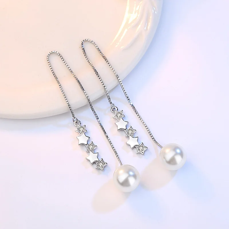 Серьги гвоздики с жемчугом и пятиконечной звездой|pearl earrings|imitation pearl earringsearrings jewelry