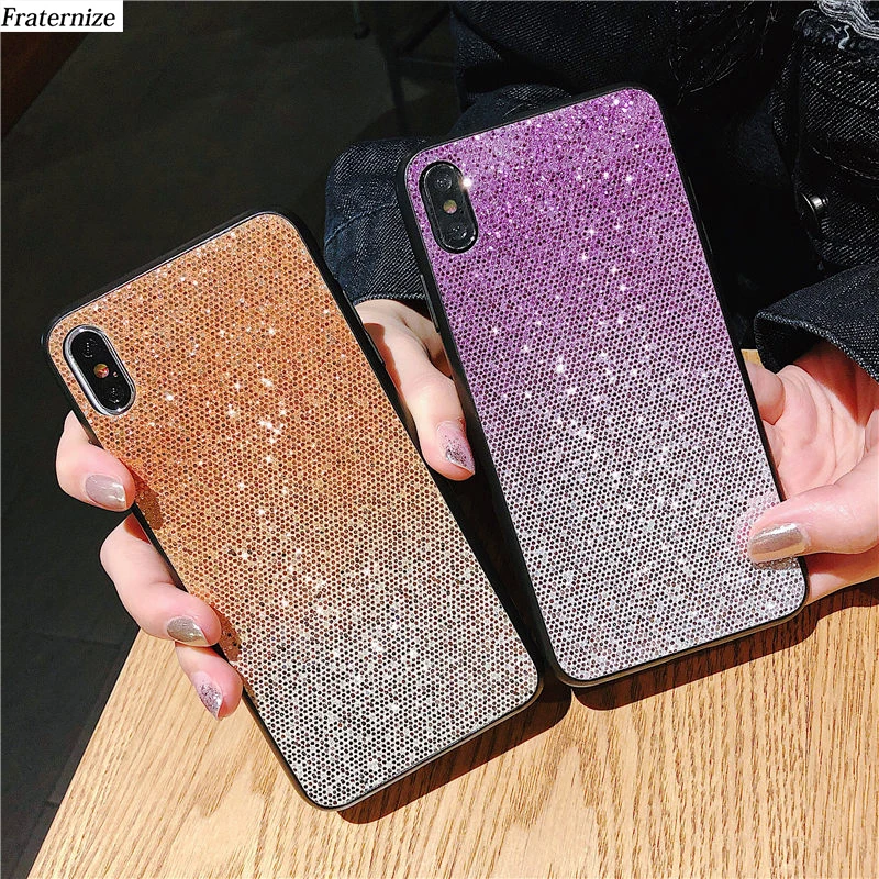 Блестящий чехол с градиентом для iPhone X Xs Max XR силиконовый Ударопрочный Мягкий 6 6S 7 8