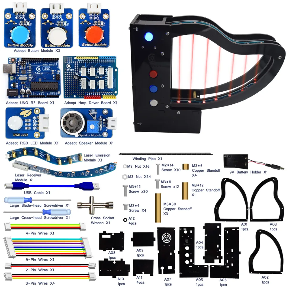Adeept лазерное пианино с лазерным передатчиком комплект Фоторезисторов для Arduino UNO