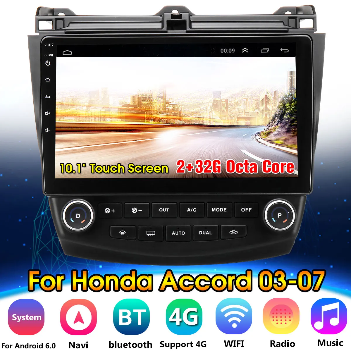 Car Radio Multimedia 10.1&quot Android 6.0 2G+32G for Honda Accords 7 2003-2007 car dvd audio stereo player gps Navigation wifi RDS |