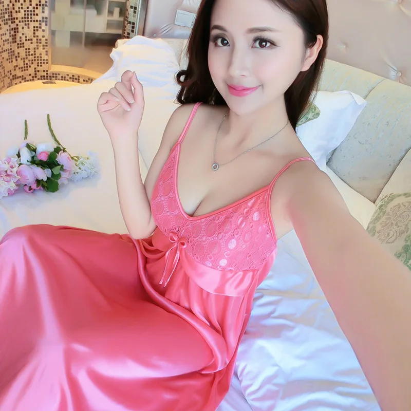 Для женщин ночные сорочки Sexy Ночная сорочка со шнурками Шелк тонкий одежда для