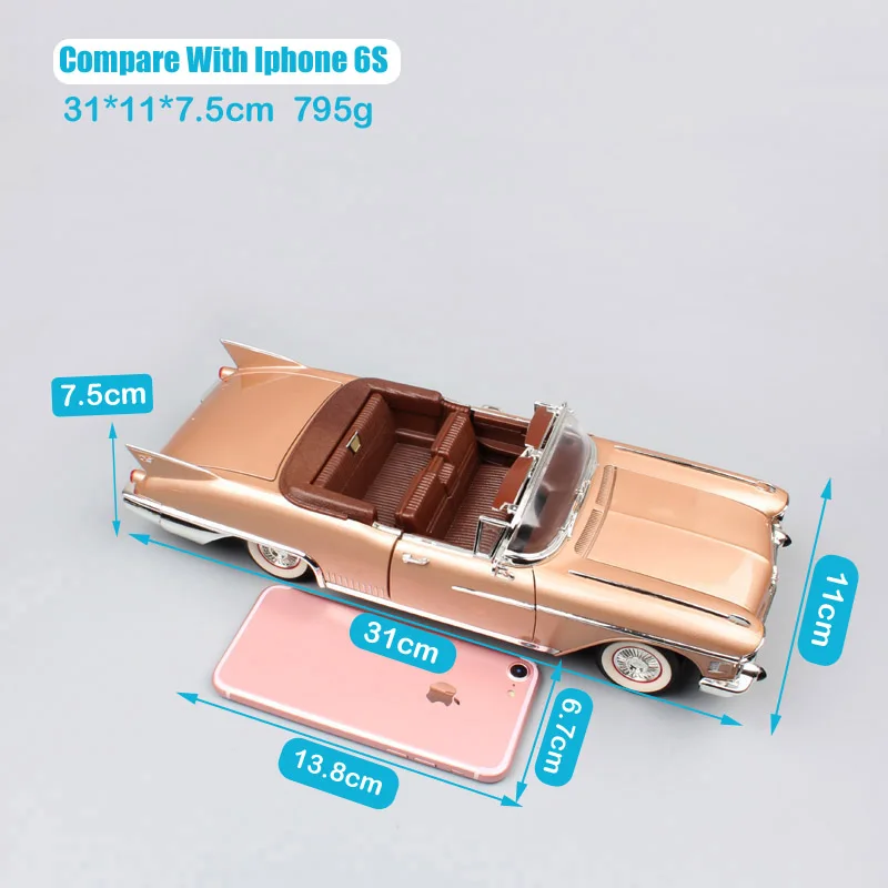 Детские 1/18 весы Роскошные винтажные GM 1958 Cadillac Eldorado Fleetwood Biarrotz Конвертируемые Diecasts& транспортные средства Машинки Игрушки модели