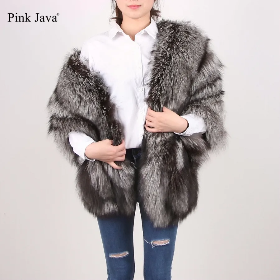 Розовый Java QC9478 высококачественный натуральный Щепка Лисий Мех Пончо натуральным